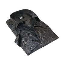 Men's Silky Paisley Floral Shirt By JT Milano AVM Turkey Slim Fit 6021-15 Black image 3