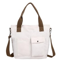 Simple Solid Canvas Tote Bags Women High Quality Big Capacity Shoulder Bags Larg - £17.88 GBP