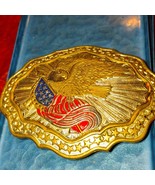 Crumrine Vintage Eagle Gold~with American flag Belt Buckle - €33,86 EUR