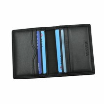 Leather Unisex Credit Card Holder Black Bifold No Zipper Small Cards Wal... - $27.82