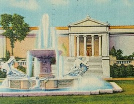 1930s Fountain Museum of Art Cleveland Ohio Linen Postcard George Klein ... - £13.58 GBP