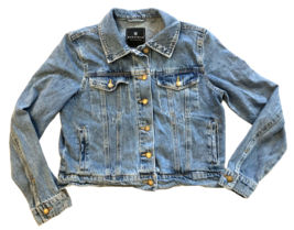 Bagatelle Denim Jacket Womens Small Blue Cropped Jean Coat Button Up Col... - $11.76