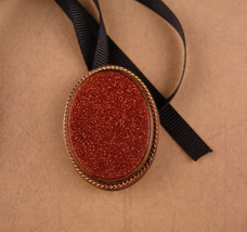 big 1800&#39;s Brooch - Antique necklace - Victorian sash pin -  monkstone goldstone - £179.20 GBP