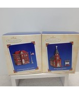 SET OF 2 Hallmark Keepsake Ornaments Christmas Schoolhouse Hometown Chur... - £17.70 GBP