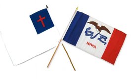 AES 12x18 12&quot;x18&quot; Wholesale Combo Christ Christian &amp; State Iowa Stick Flag - £8.72 GBP