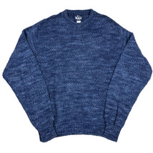 Vintage 80s Woolrich Sweater Mens XL Marled Blue Chunky Knit Cotton Pullover USA - $34.64