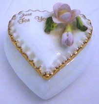 CHARMING BRINTON BONE CHINA MINIATURE TRINKET RING BOX &#39;JUST FOR YOU&#39; FL... - $111.83 MXN