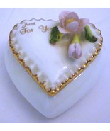 CHARMING BRINTON BONE CHINA MINIATURE TRINKET RING BOX &#39;JUST FOR YOU&#39; FL... - $6.00