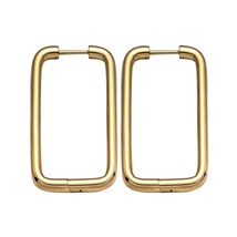Wholesale Square Ladies Earrings PVD 18K Gold Small Big Hoops Stainless Steel Wo - £9.62 GBP