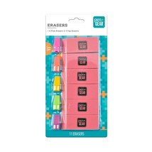 Pen Gear Eraser Kit 6 Large Pink And 5 Colored Pencil Caps NEW Smudge Pr... - $9.87