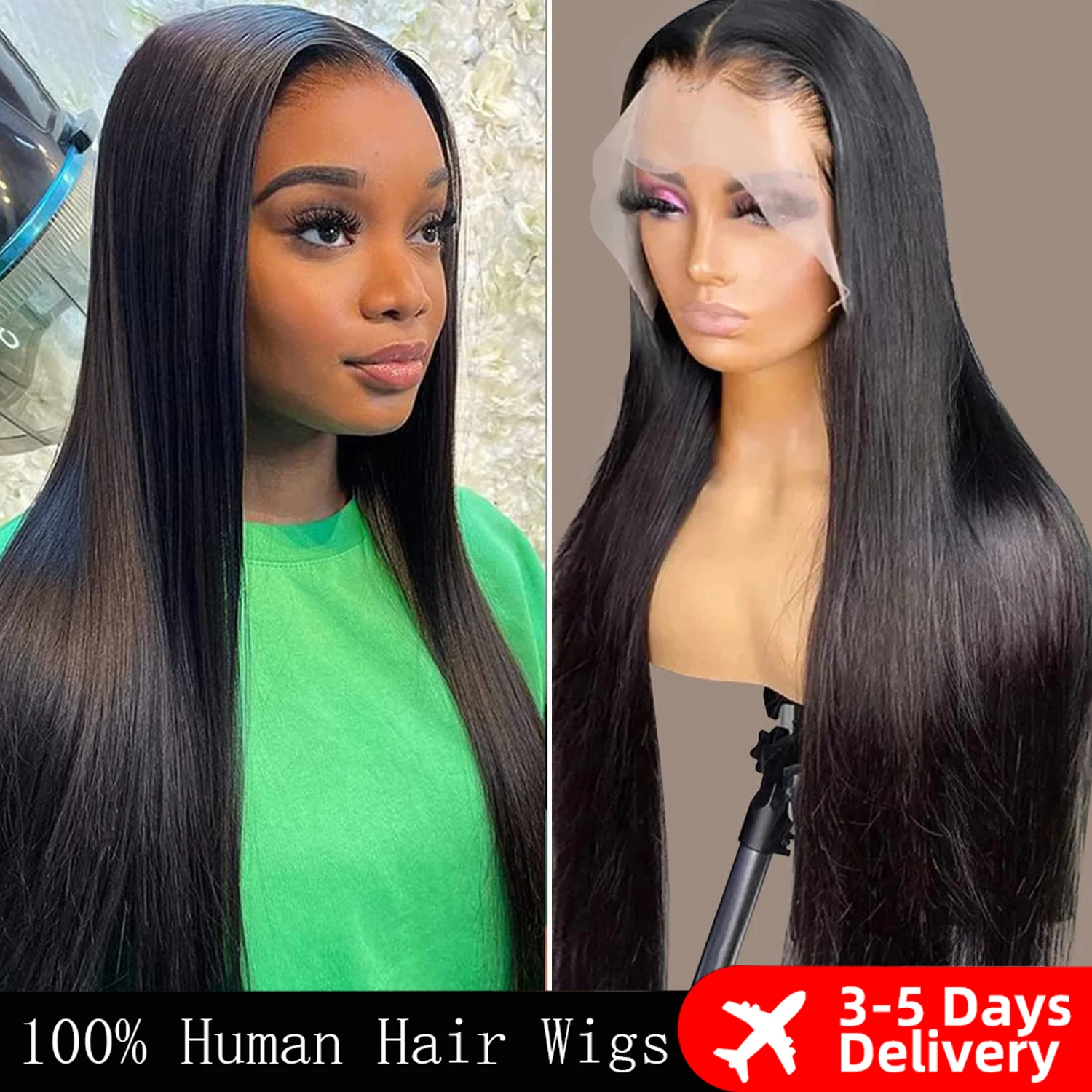 HD Transparent 13x4 13x6 Straight Lace Front Wig Brazilian Human Hair Wigs For - £41.85 GBP+