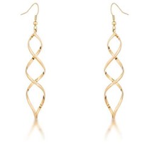 Precious Stars Goldtone Twisting Dangling Earrings - £11.76 GBP