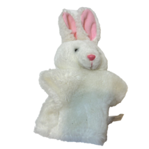 Vintage Scott Foresman Plush White Pink Bunny Rabbit Puppet Stuffed 10&quot; - £11.63 GBP