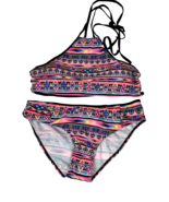 2 -Piece Bikini Tribal Boho Print Multicolored Swimwear Youth Size Set  ... - $10.30