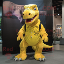 Lemon Yellow Tyrannosaurus mascot costume character dressed with a Cargo Pants a - £985.14 GBP