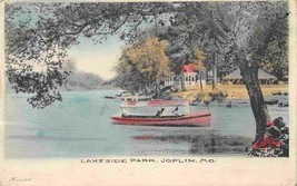 Boating Lakeside Park Joplin Missouri 1907 handcolored postcard - $7.87