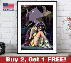 Cowboy Bebop Poster 18&quot; x 24&quot; Print Faye Valentine Spike 90s Anime Wall Art - £10.54 GBP
