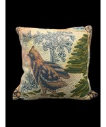 Vintage Crewel Embroidery Bird Throw Pillow Cover Handmade 18&quot; x 18&quot; No ... - $18.49