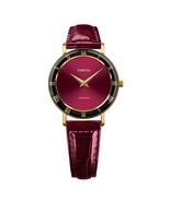 ROMA, Roman Gold Plated Swiss Quartz Watch, 15mm Band Black Burgundy Dial - €305,57 EUR