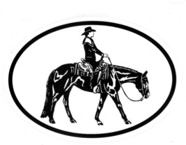 Western Pleasure Decal - Equine HorseDiscipline Oval Vinyl Black &amp; White... - $4.00
