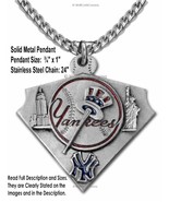 NEW YORK YANKEES NECKLACE STAINLESS STEEL CHAIN  BASEBALL DAD GIFT FREE ... - £16.01 GBP