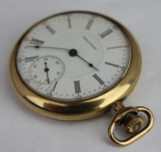 Antique Pocket Watch 10k Gold Filled Case 17J Bartlet 16s Waltham 1908 Illinois - £156.20 GBP