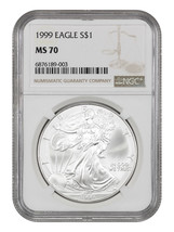 1999 $1 Silver Eagle NGC MS70 - £6,106.08 GBP