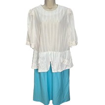 Vintage KR of NY Peplum Waist Secretary Dress Size 18 80s White Stripe B... - $29.65