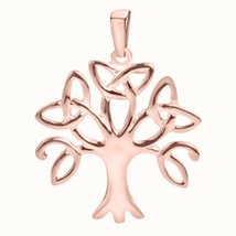 14K Rose Gold Plated Tree Of Life Trinity Celtic Knot Pendant Chain Cyber Monday - £43.97 GBP