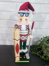 Skier Lady Girl Mrs Claus Nutcracker Ski Poles Skis Christmas Wood Decor 15&quot; NEW - £22.40 GBP