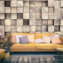 Tiptophomedecor Peel and Stick Wallpaper Wall Mural - Beige Concrete 3D Squares  - £47.17 GBP+