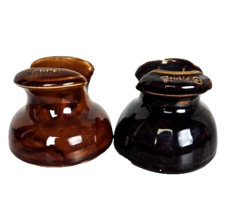 VTG 1920&#39;s Set Of 2 THOMAS Brown/Dark Brown Ceramic Porcelain Electric I... - £10.65 GBP