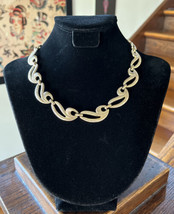 Vintage 80s Monet Estate Gold Tone Link Chunky Choker Collar Necklace 17&quot; - £24.08 GBP