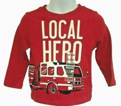 Old Navy Baby Boys T Shirt Size 12-18 M Local Hero Firetruck Long Sleeves Red - £5.46 GBP