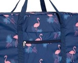 FLAMINGO ~ Collapsible Duffel Bag ~ Tote ~ Navy Blue w/Pink ~ 18.5 x 13 ... - £14.71 GBP