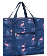 FLAMINGO ~ Collapsible Duffel Bag ~ Tote ~ Navy Blue w/Pink ~ 18.5 x 13 ... - £14.92 GBP