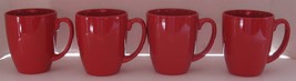 4 Vintage Corelle Coordinates Red Stoneware Coffee Tea Cocoa Mugs - £14.98 GBP