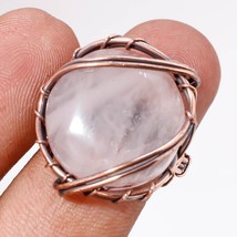 Rose Quartz Gemstone Handmade Fashion Copper Wire Wrap Ring Jewelry 6.25&quot; SA 108 - £5.20 GBP