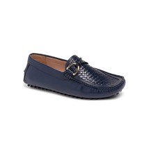 Carlos Santana Malone Men Horse Bit Loafers Size US 10D Navy Woven Leather - $56.42