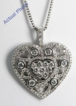 18k White Gold Round Diamond Heart Pendant (2.78 Ct,G Color,VS1 Clarity) - £4,085.16 GBP
