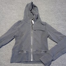 Lululemon Coat Women 4 Gray Hooded Full Zip Pockets Outerwear Fleece - £29.26 GBP