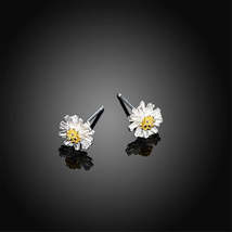 18K Gold-Plated &amp; Sterling Silver Flower Stud Earrings - £11.95 GBP