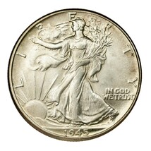 1945 Argent Marche Liberty Demi Dollar 50C (Choix Bu État) - €57,43 EUR