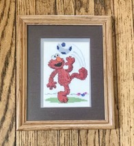 Finished Elmo Playing Soccer Cross Stitch In Frame And Matte Completed C... - $23.76