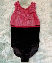 JBA Sportwear Gymnastics Leotard Adult Size XS Black Red Velour Shimmer - £18.60 GBP