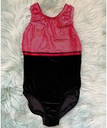 JBA Sportwear Gymnastics Leotard Adult Size XS Black Red Velour Shimmer - $451.60 MXN