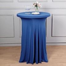 Royal Blue Cocktail Table Cover Natural Wavy Drapes Spandex Tablecloth Party Gif - £34.40 GBP