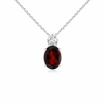 ANGARA 1.61 Ct Oval Garnet Solitaire Pendant Necklace with Diamond in 14K Gold - $1,016.10