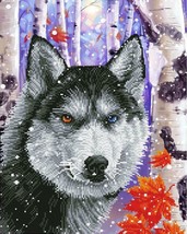 DIY Diamond Dotz Forest Wolf Wild Dog Snow Facet Bead Wall Hanging Picture Kit - £39.12 GBP