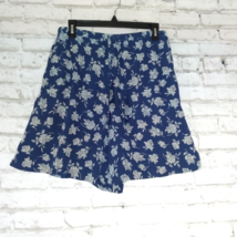 Real Clothes Saks Fifth Avenue Shorts Womens Small 100% Silk Blue Floral - £23.88 GBP